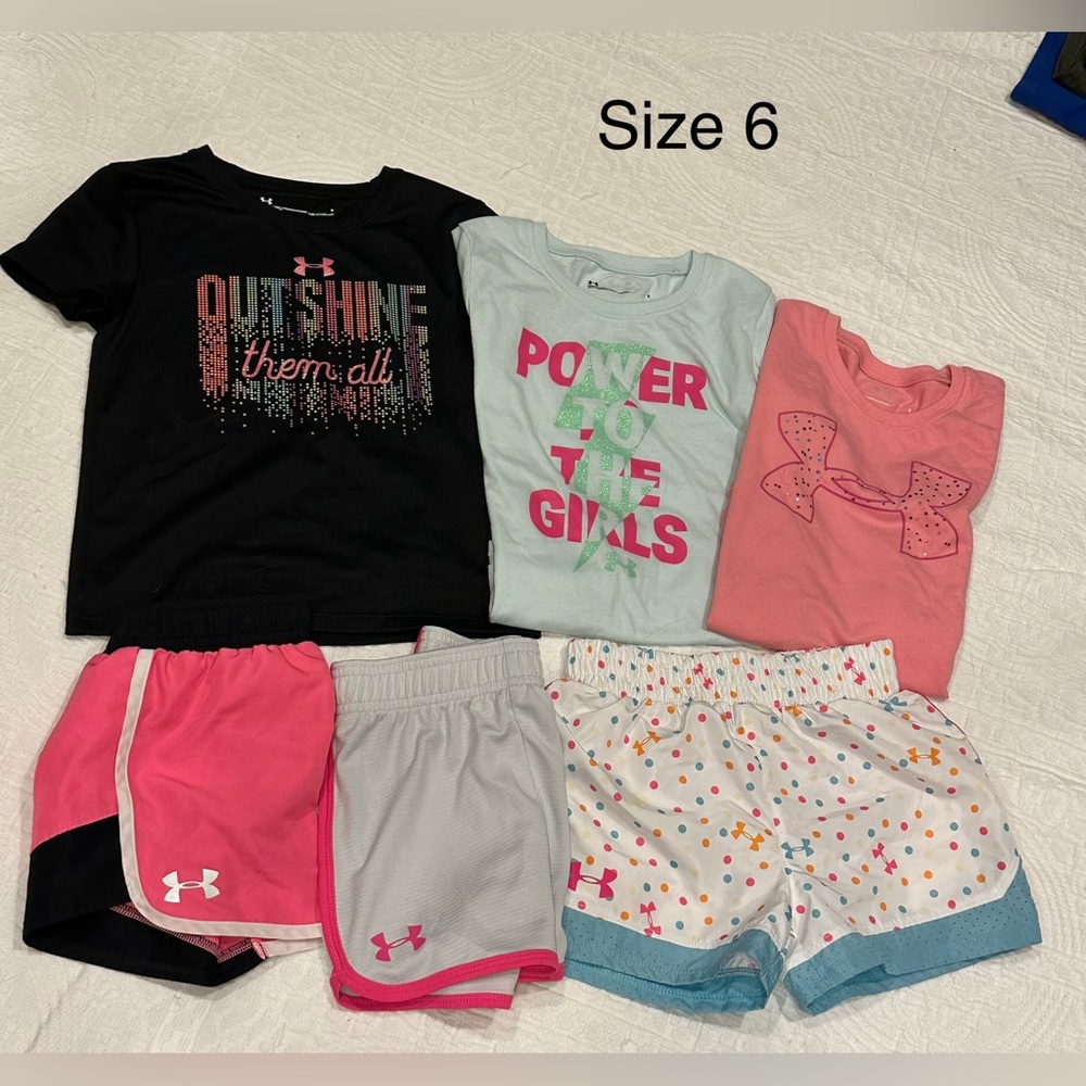 Girls under armour shorts and shirt set sz 6